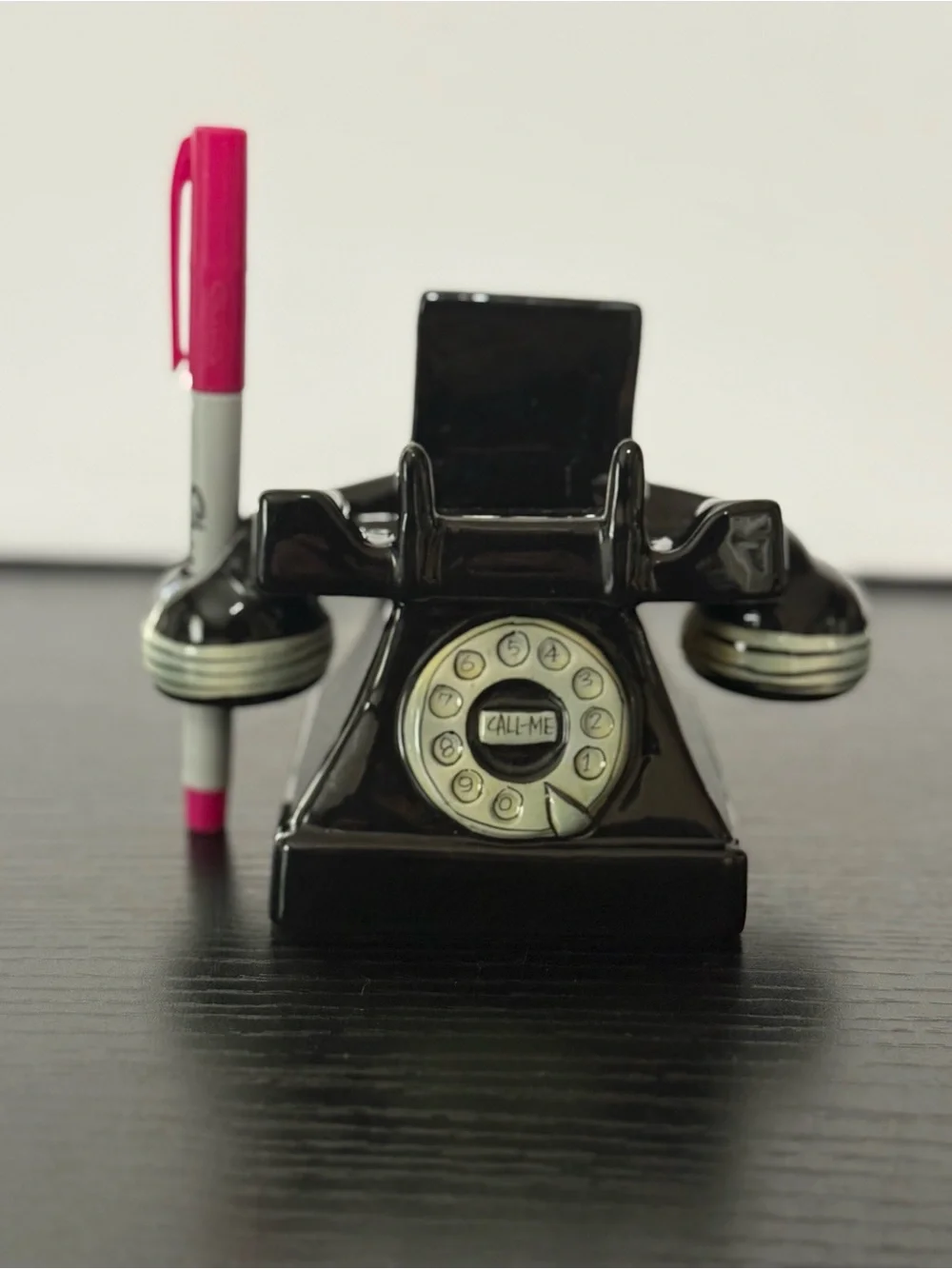RARE! VTG Ceramic Rotary Telephone that Holds Pen & Note Pad or Business Cards